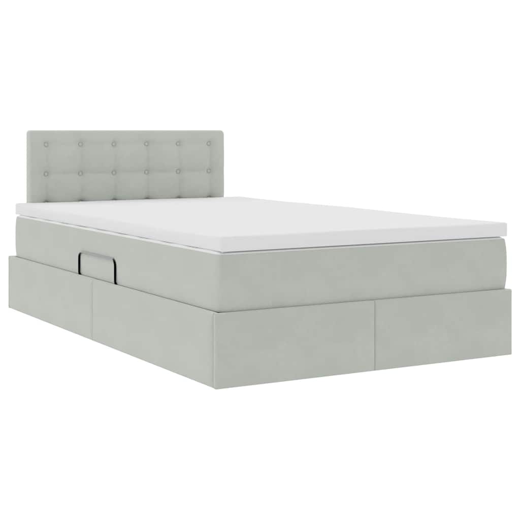 Lit de Rangement avec matelas Gris clair 120 x 200 cm Velours - XIOS
