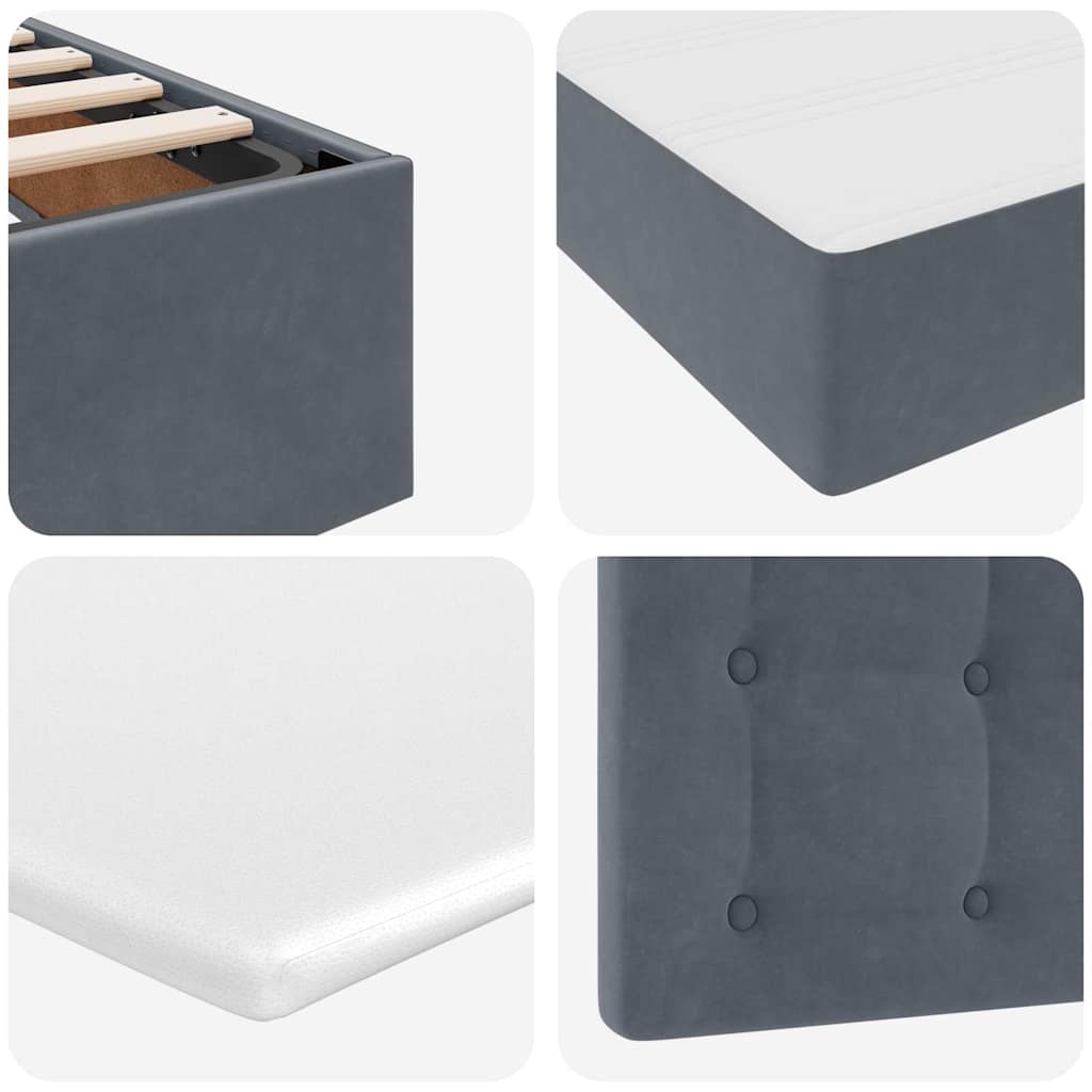 Lit de Rangement avec matelas Gris foncé 120 x 200 cm Velours - XIOS