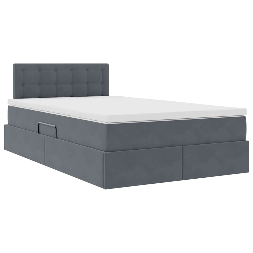 Lit de Rangement avec matelas Gris foncé 120 x 200 cm Velours - XIOS