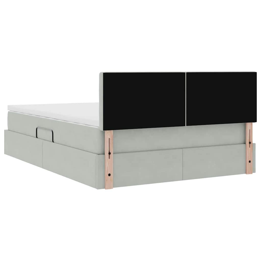 Lit de Rangement avec matelas Gris clair 140 x 190 cm Velours - XIOS