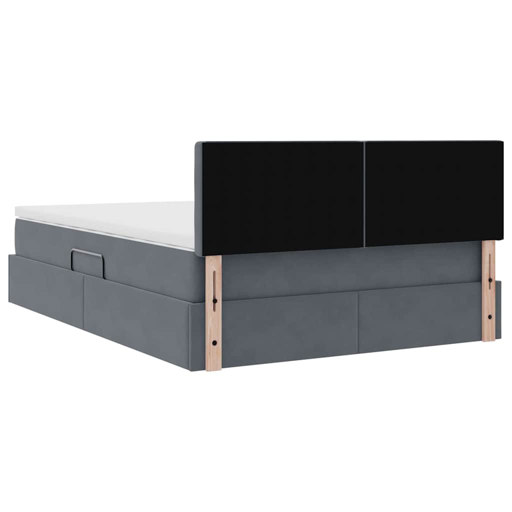 Lit de Rangement avec matelas Gris foncé 140 x 190 cm Velours - XIOS