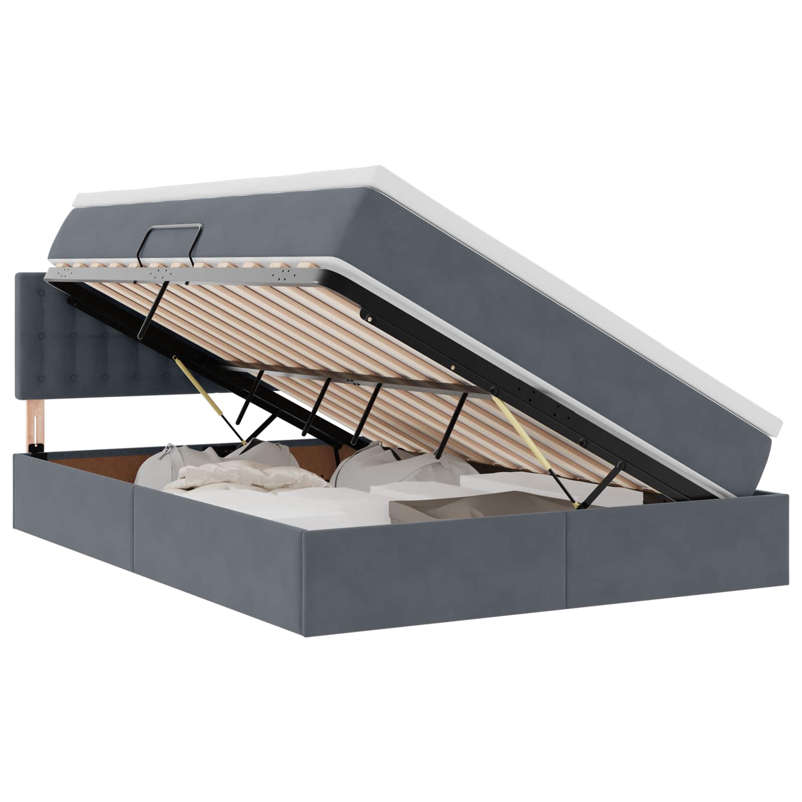 Lit de Rangement avec matelas Gris foncé 140 x 200 cm Velours - XIOS