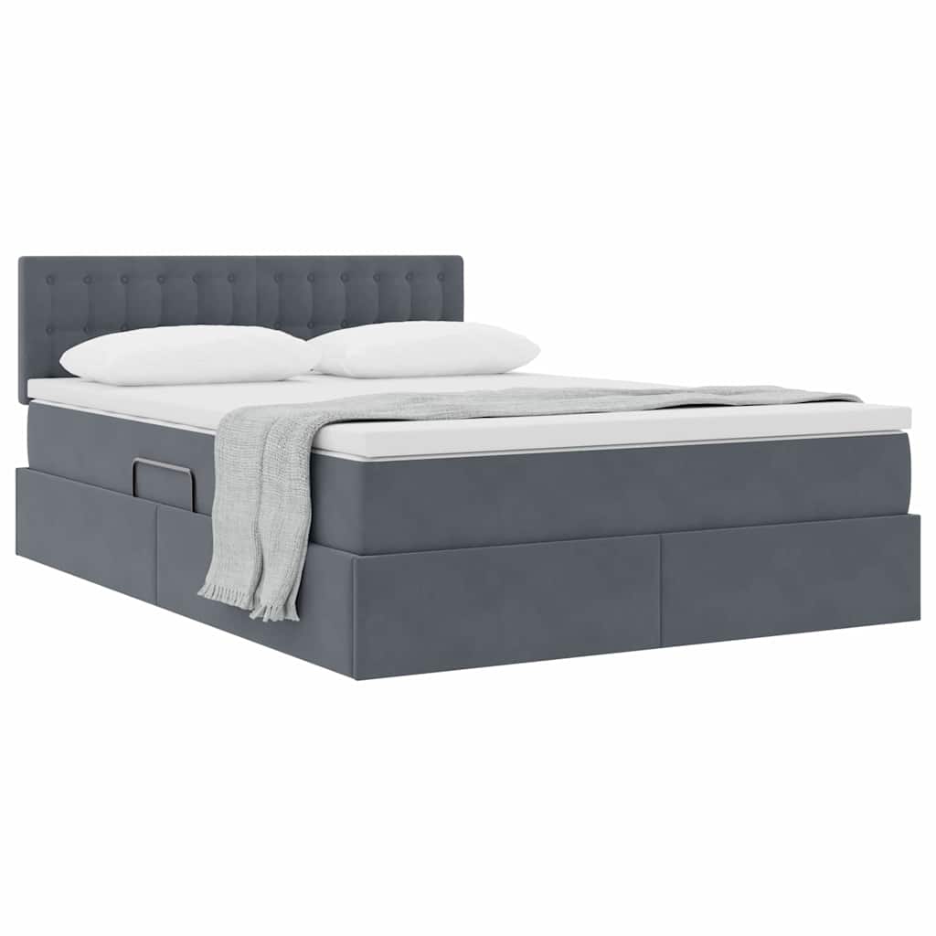 Lit de Rangement avec matelas Gris foncé 140 x 200 cm Velours - XIOS
