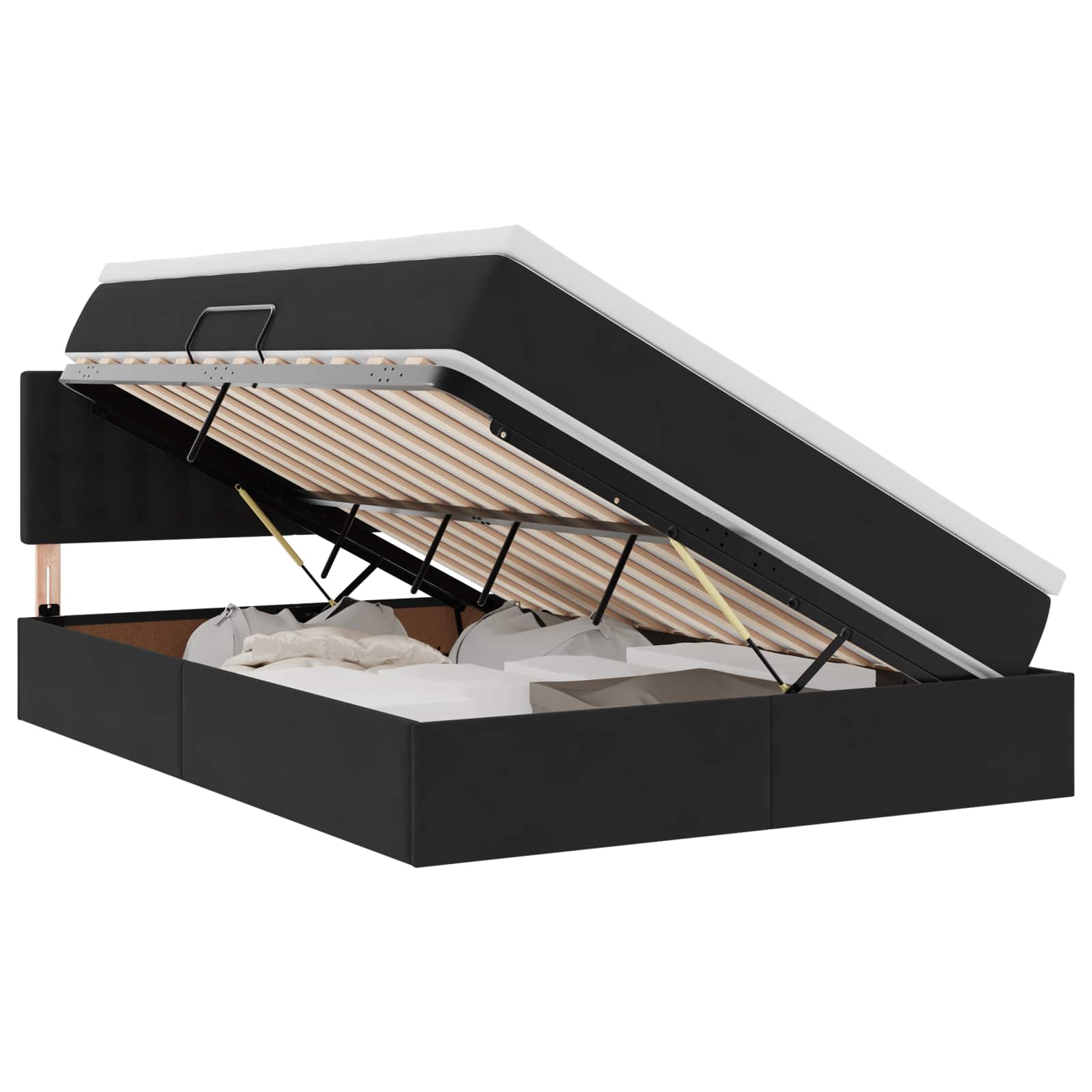Lit de Rangement avec matelas Noir 140 x 200 cm Velours - XIOS