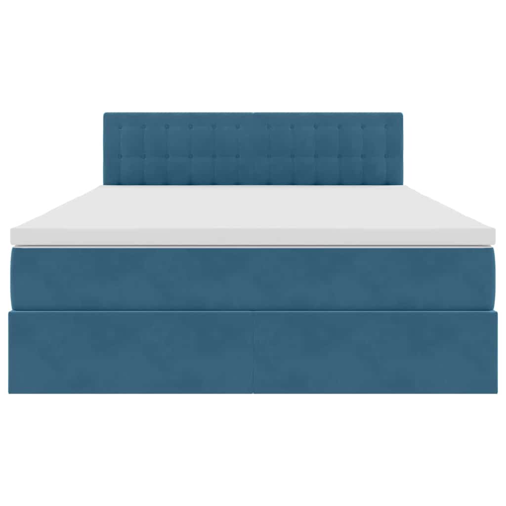 Lit de Rangement avec matelas Bleu foncé 140 x 200 cm Velours - XIOS