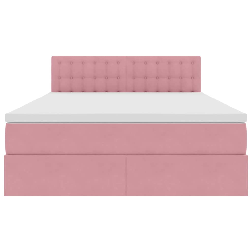 Lit de Rangement avec matelas Rose 140 x 200 cm Velours - XIOS