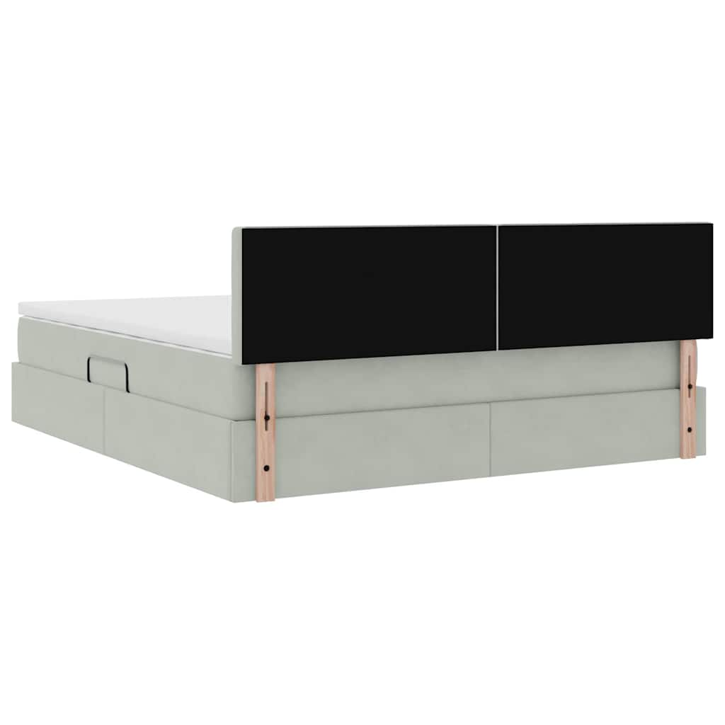 Lit de Rangement avec matelas Gris clair 160 x 200 cm Velours - XIOS