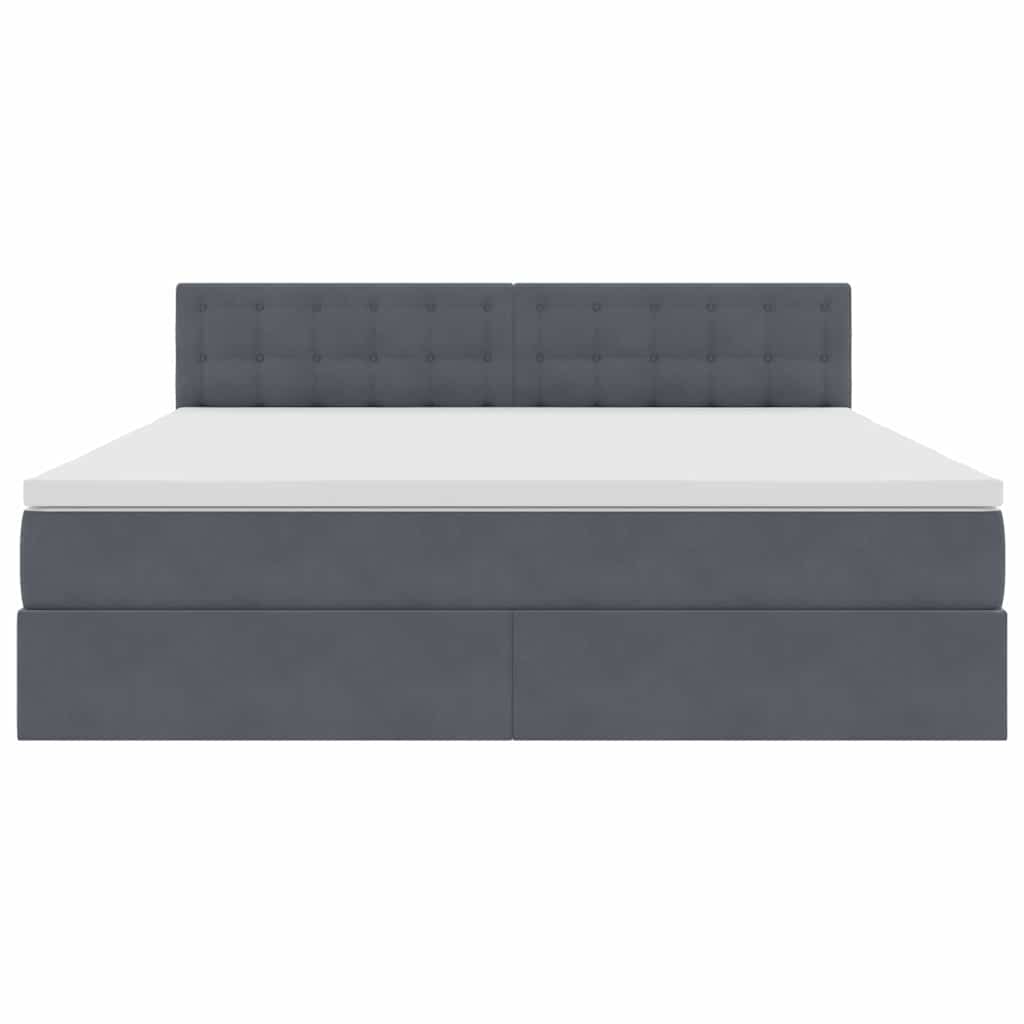 Lit de Rangement avec matelas Gris foncé 160 x 200 cm Velours - XIOS