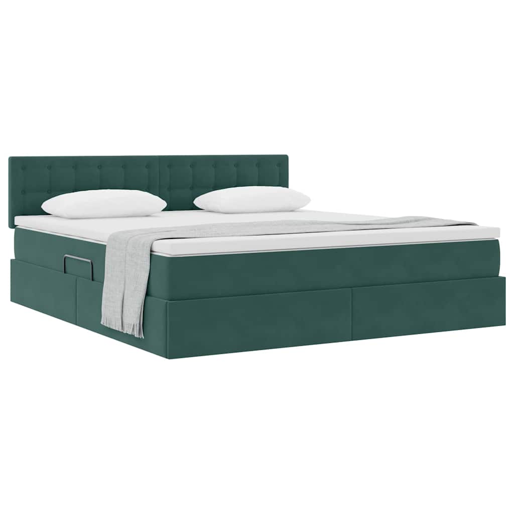 Lit de Rangement Vert foncé 160 x 200 cm Velours