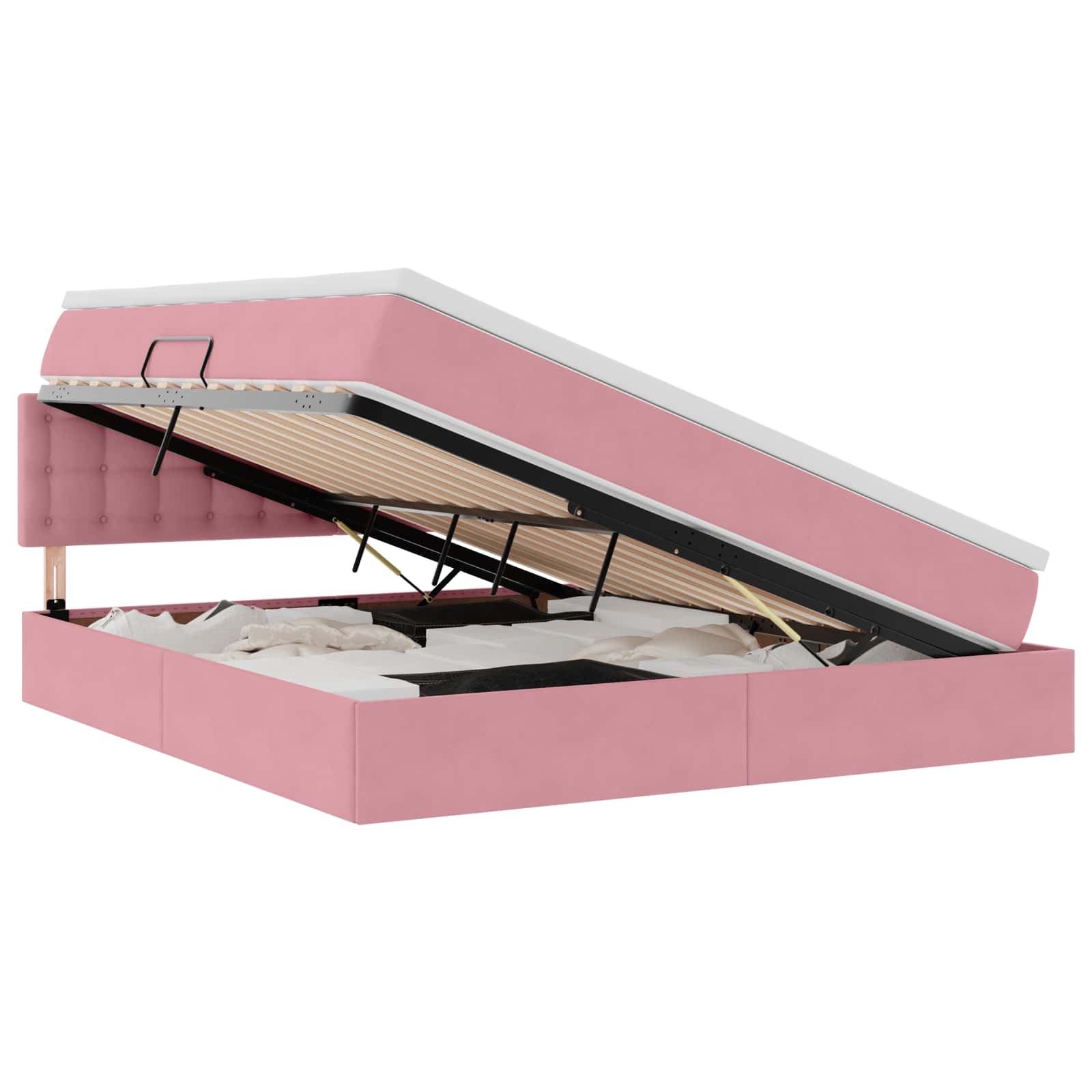 Lit de Rangement avec matelas Rose 180 x 200 cm Velours - XIOS