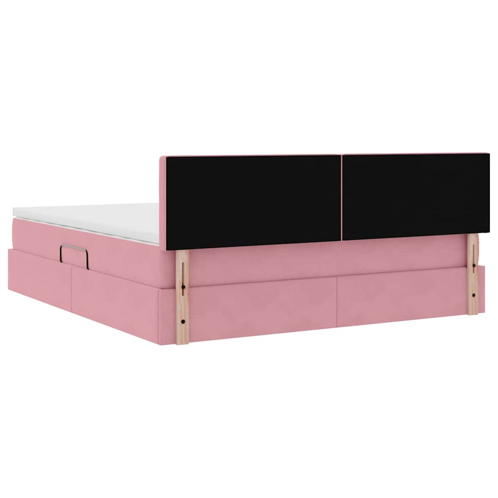 Lit de Rangement avec matelas Rose 180 x 200 cm Velours - XIOS