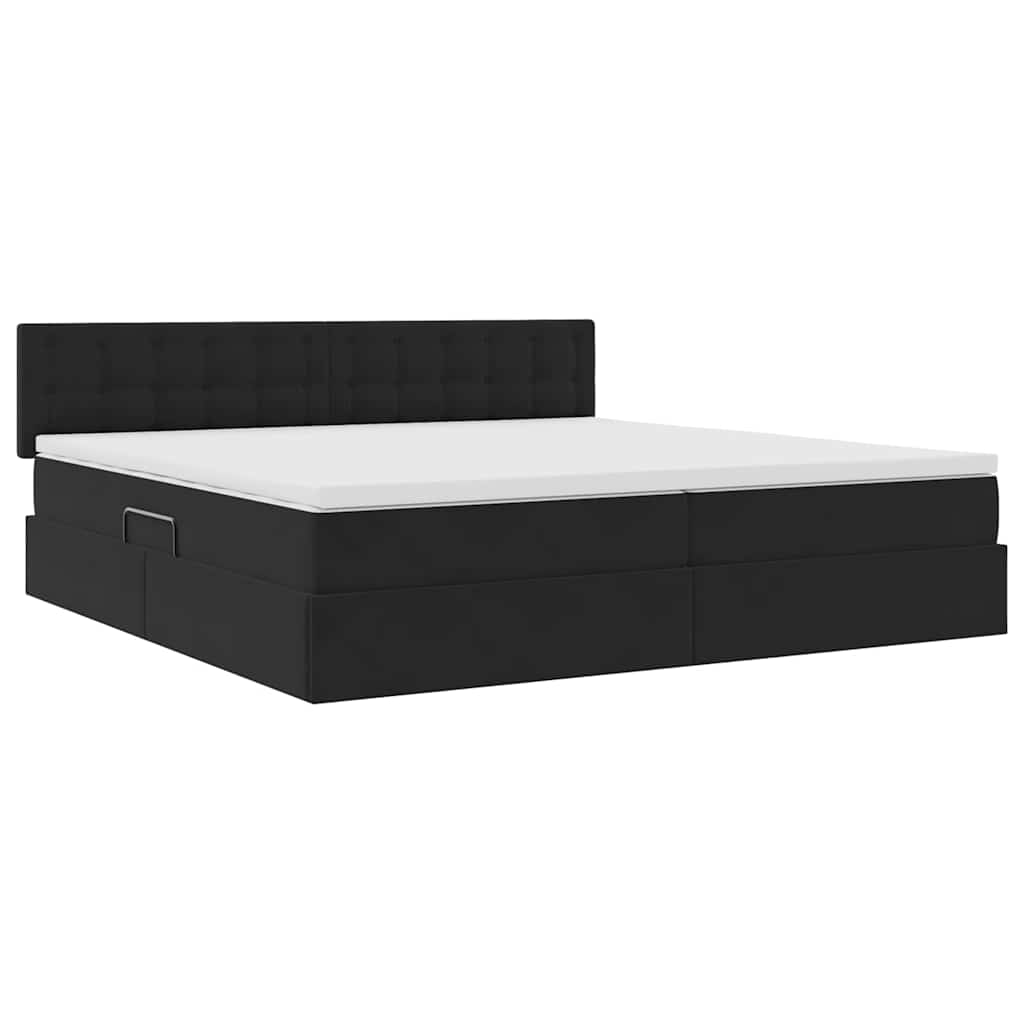 Lit de Rangement avec matelas Noir 200 x 200 cm Velours - XIOS