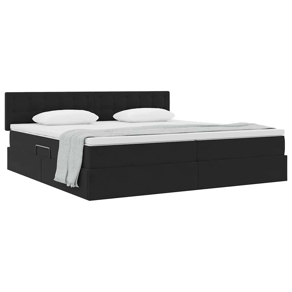 Lit de Rangement avec matelas Noir 200 x 200 cm Velours - XIOS