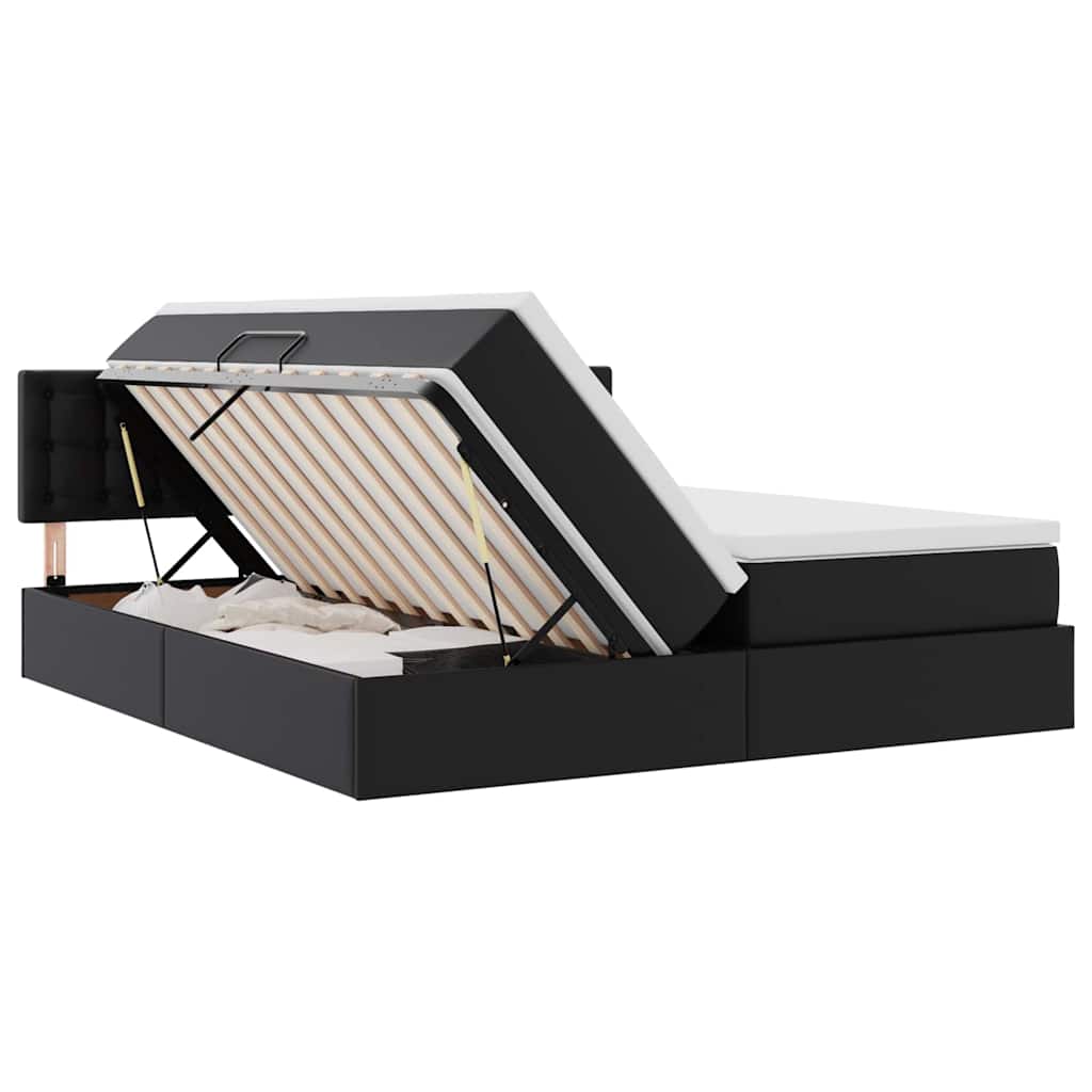Lit de Rangement Noir 200 x 200 cm Cuir synthétique - XIOS