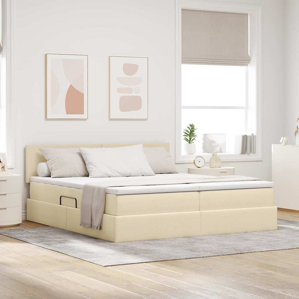 Lit de Rangement Crème 200 x 200 cm Cuir synthétique - XIOS