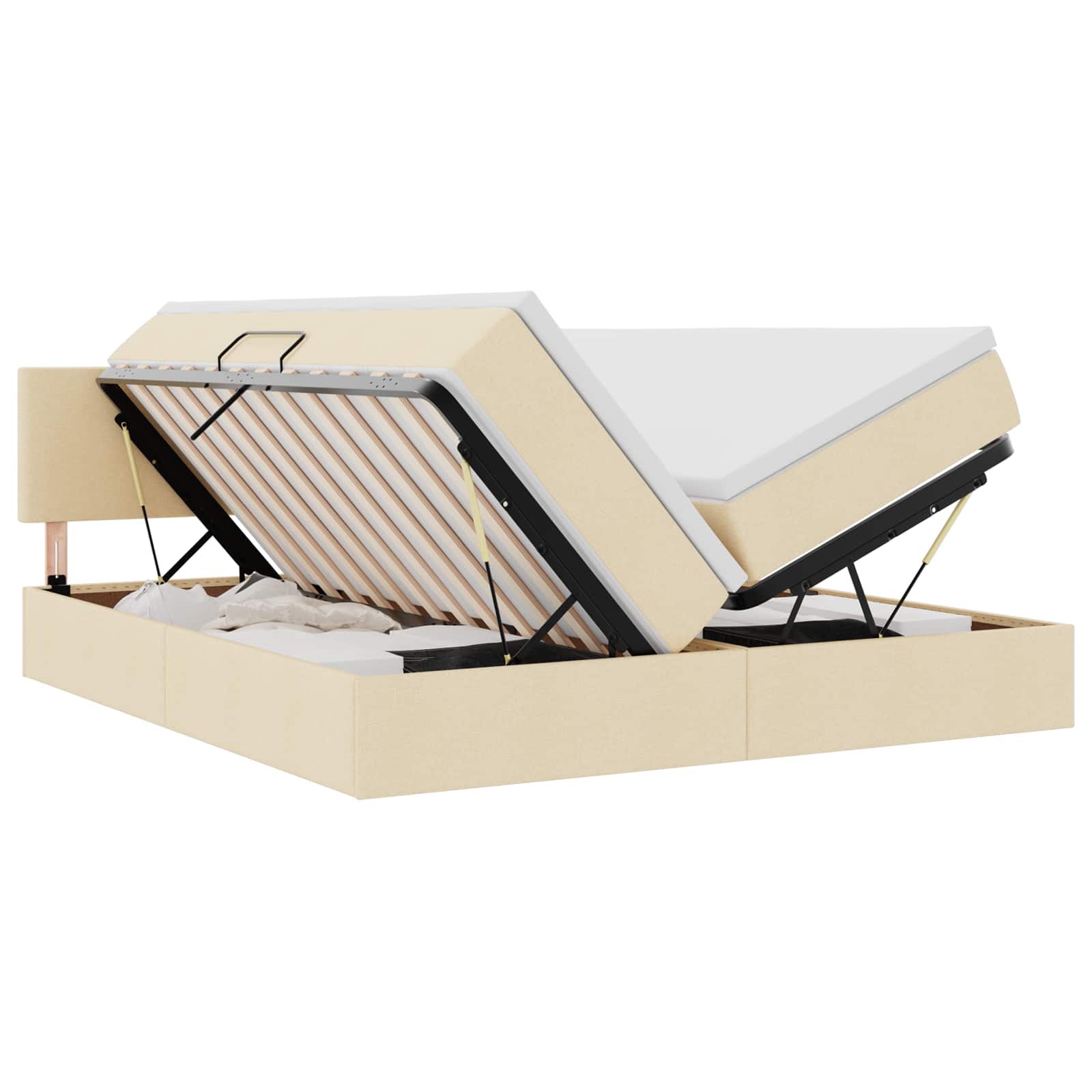 Lit de Rangement Crème 200 x 200 cm Cuir synthétique - XIOS