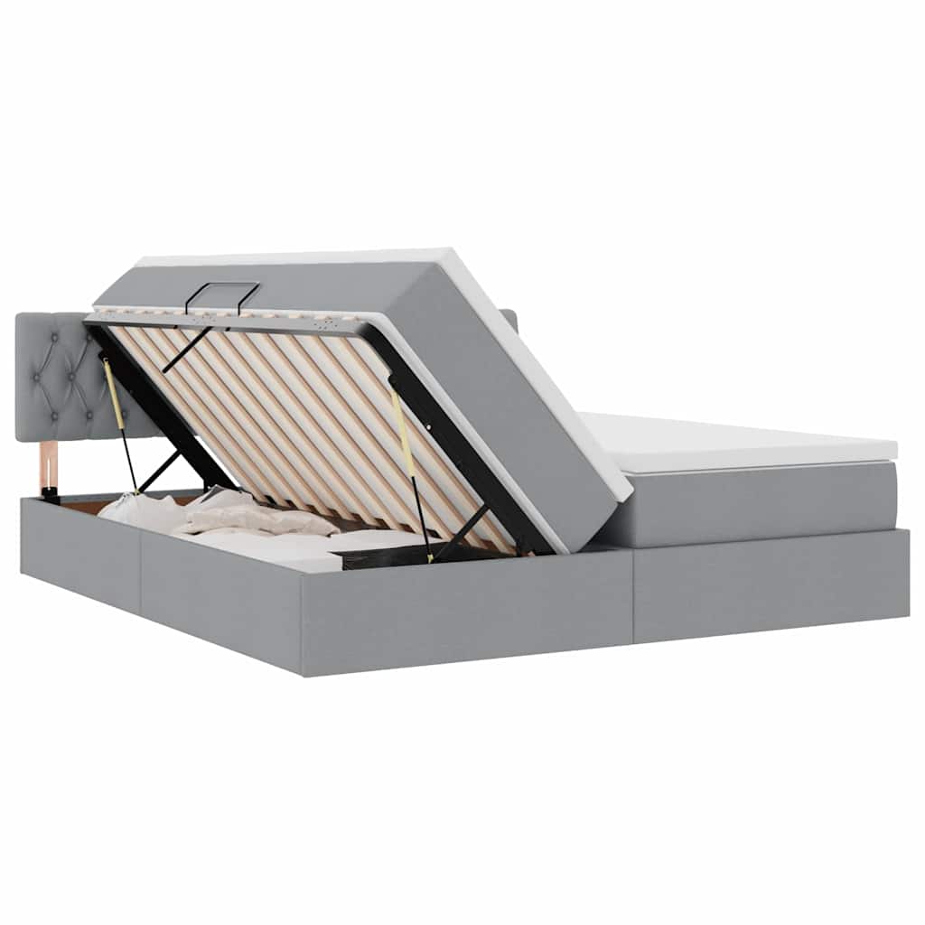 Lit de Rangement Gris clair 200 x 200 cm Cuir synthétique - XIOS