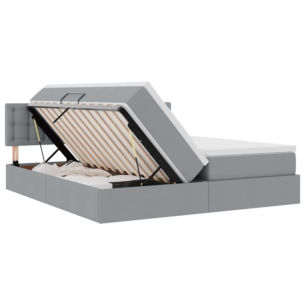 Lit de Rangement Gris clair 200 x 200 cm Cuir synthétique - XIOS