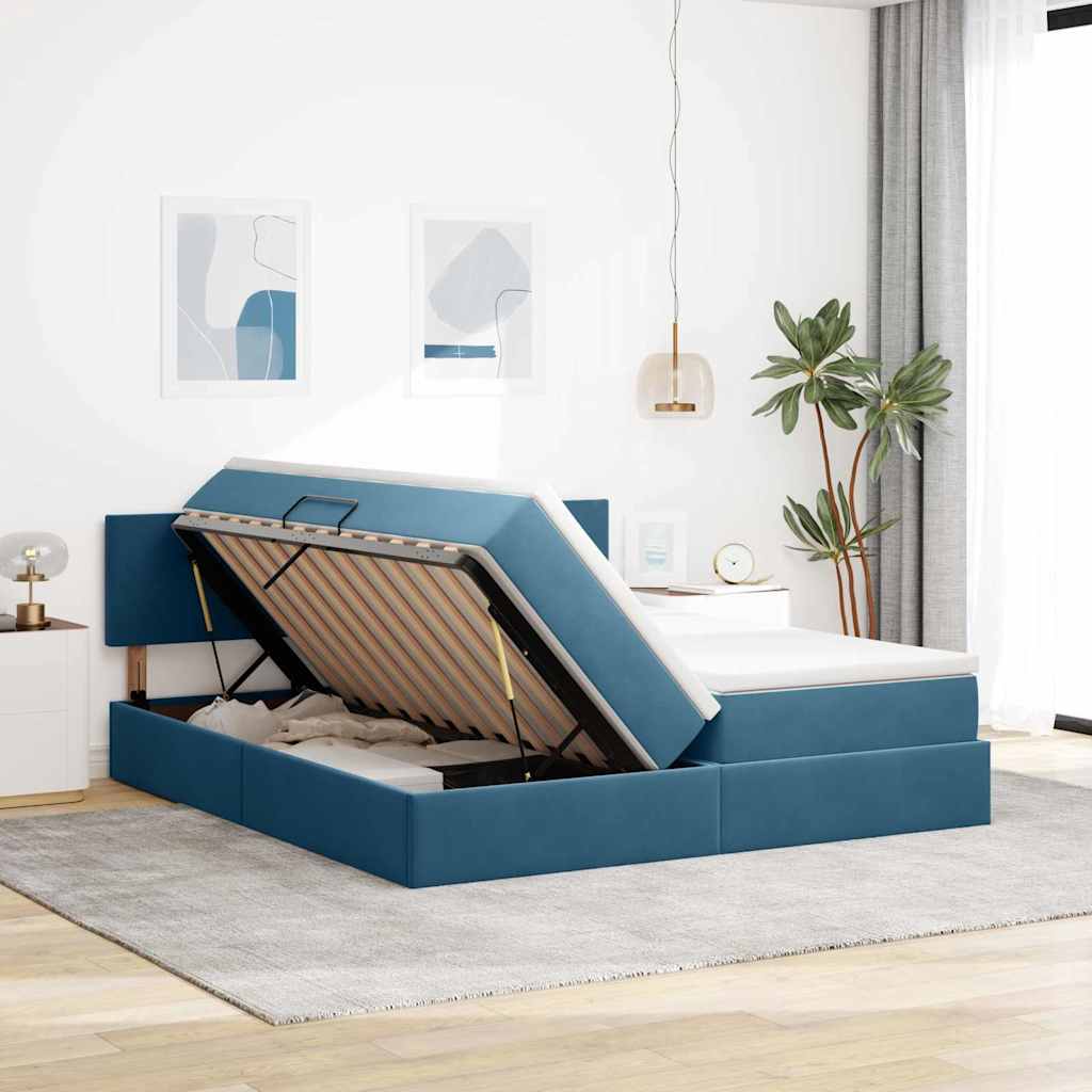 Lit de Rangement avec matelas Bleu foncé 100 x 200 cm - XIOS