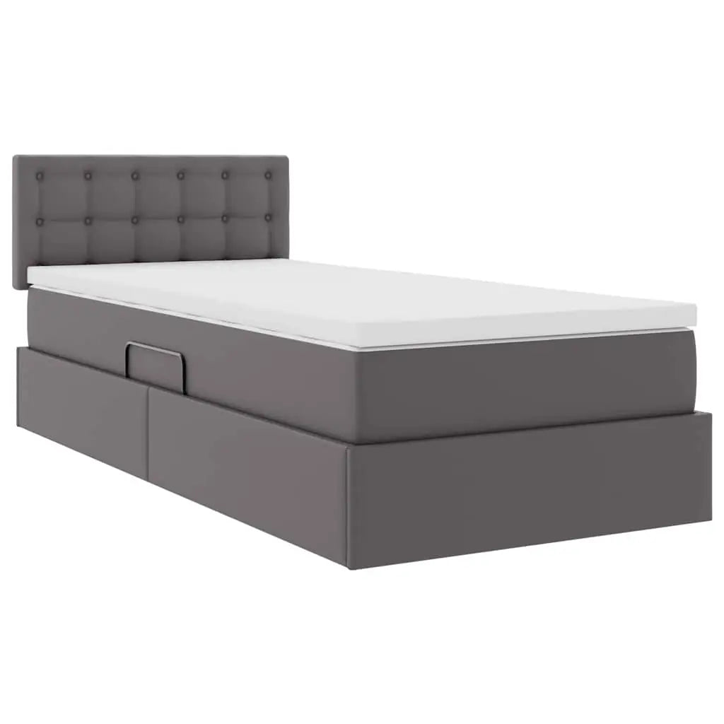 Lit avec rangement et LED Gris 90 x 190 cm Cuir synthétique - XIOS