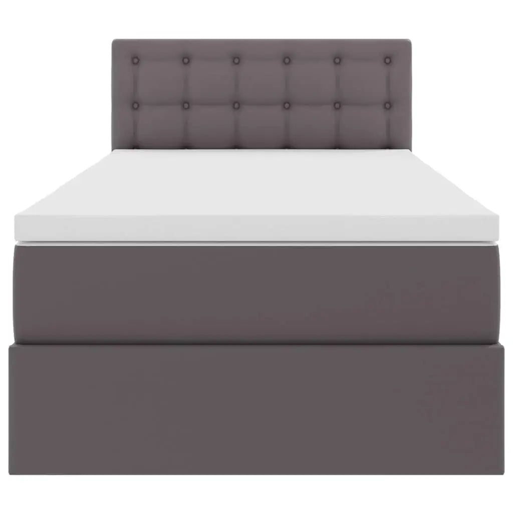 Lit avec rangement et LED Gris 90 x 190 cm Cuir synthétique - XIOS