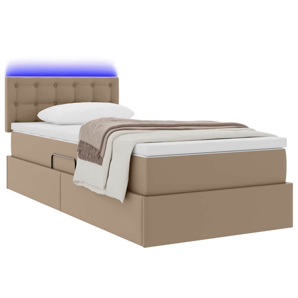 Lit avec rangement et LED avec matelas Cappuccino 90 x 190 cm - XIOS
