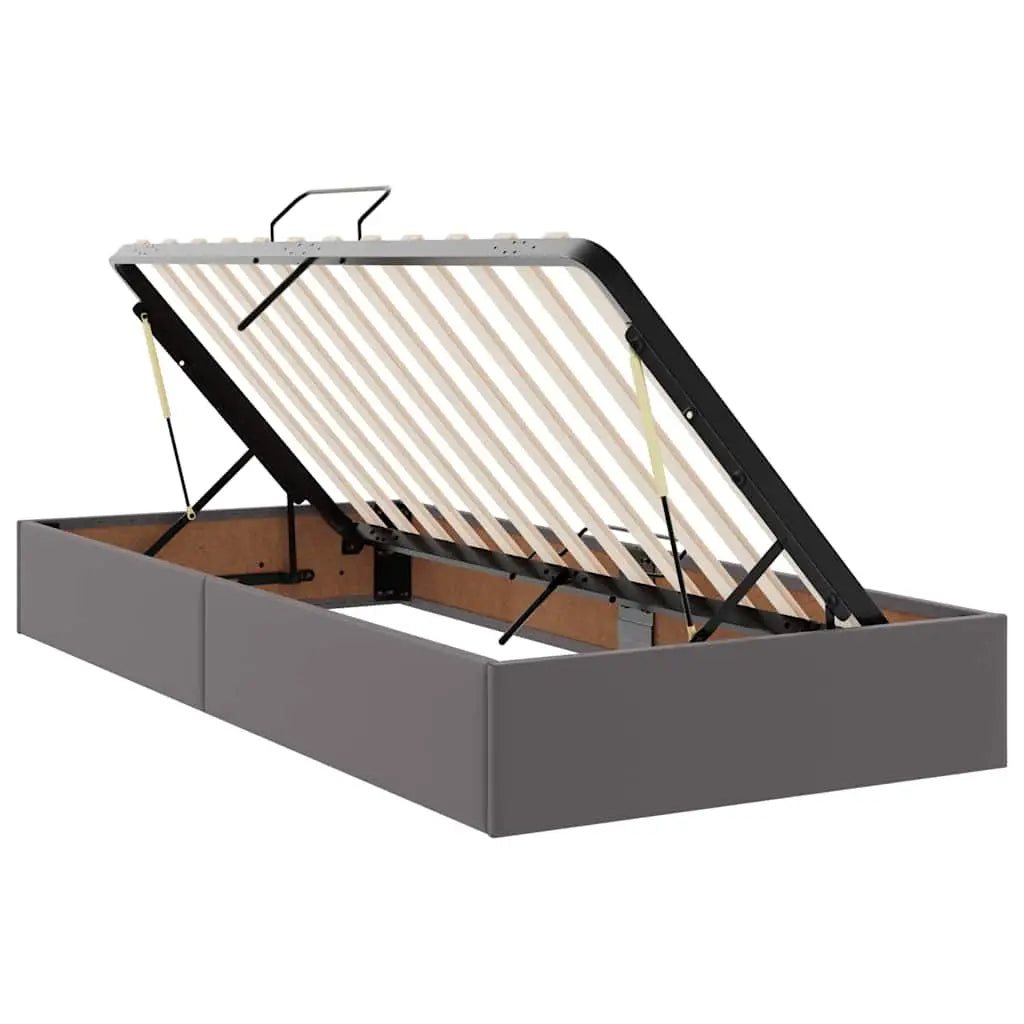 Lit avec rangement et LED Gris 90 x 200 cm Cuir synthétique - XIOS