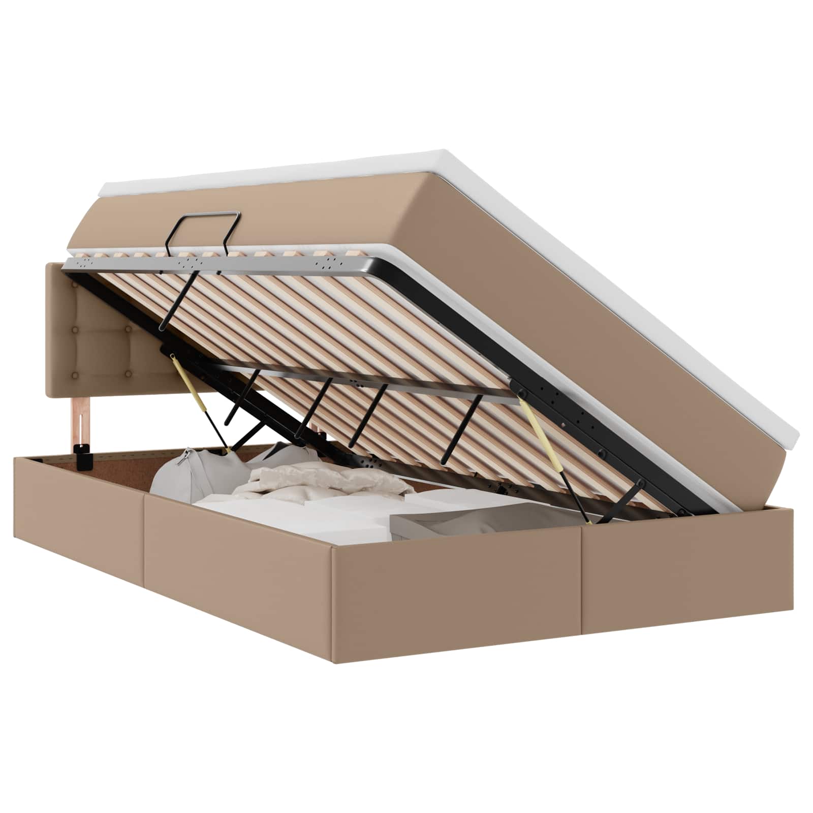 Lit avec rangement et LED avec matelas Cappuccino 120 x 190 cm - XIOS
