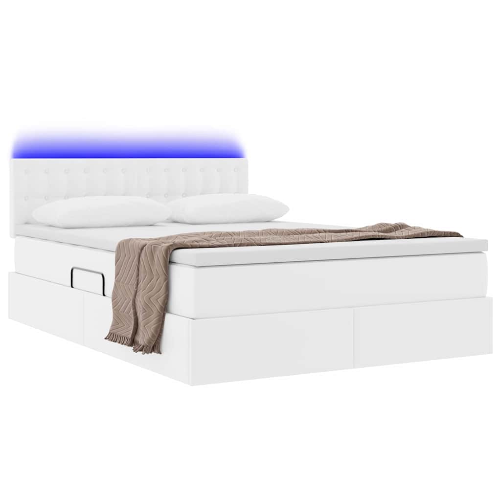 Lit avec rangement et LED avec matelas Blanc pur 140 x 200 cm - XIOS