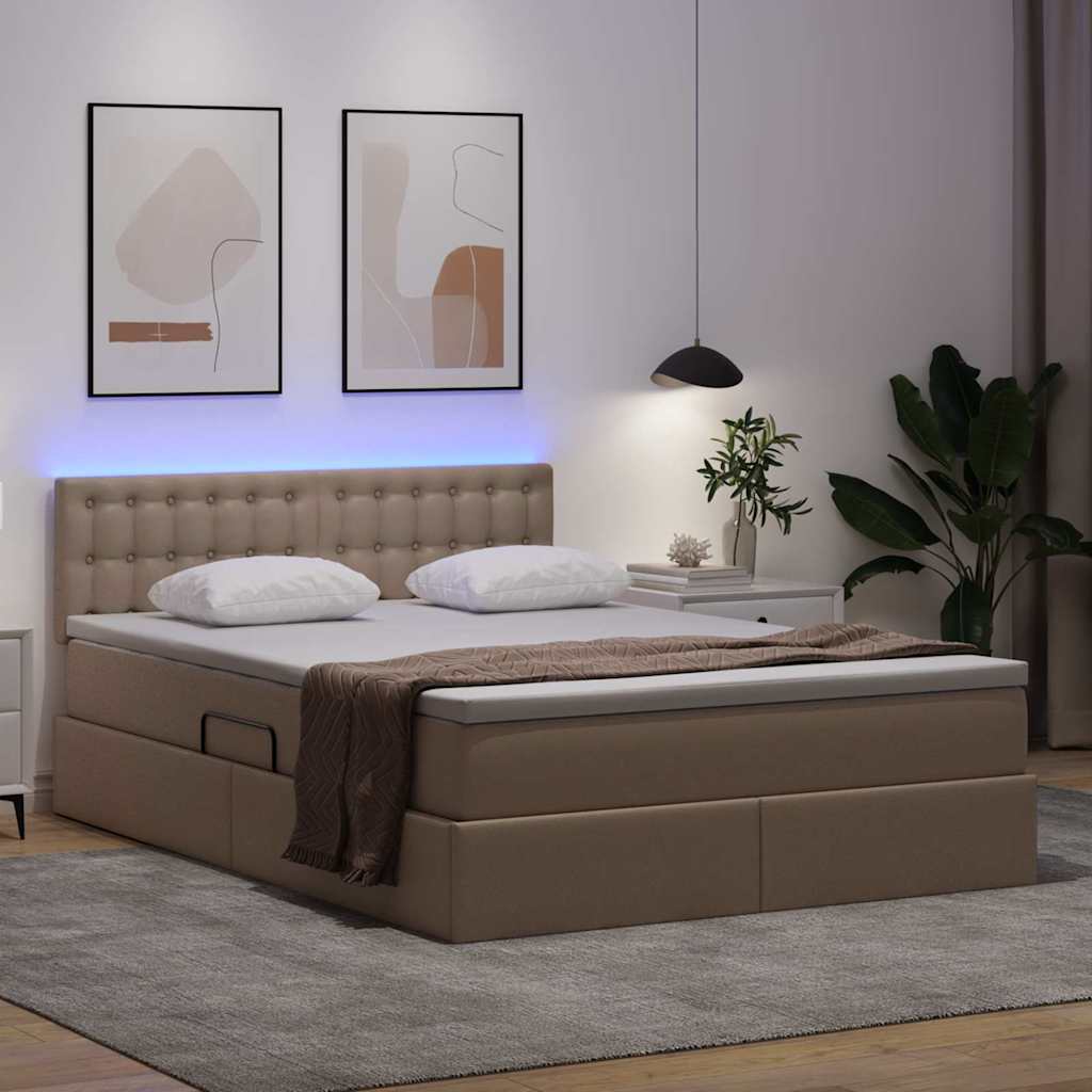 Lit avec rangement et LED avec matelas Cappuccino 140 x 200 cm - XIOS