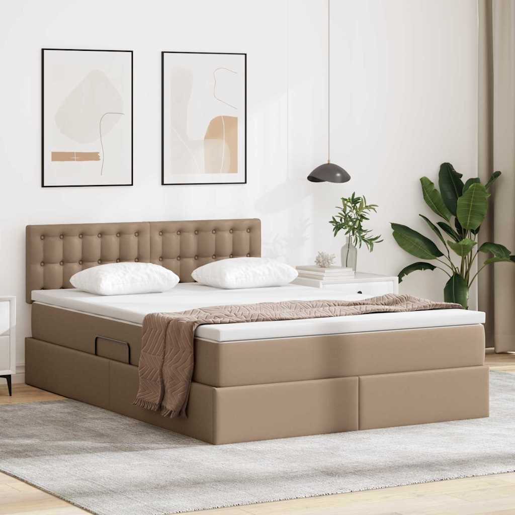Lit avec rangement et LED avec matelas Cappuccino 140 x 200 cm - XIOS
