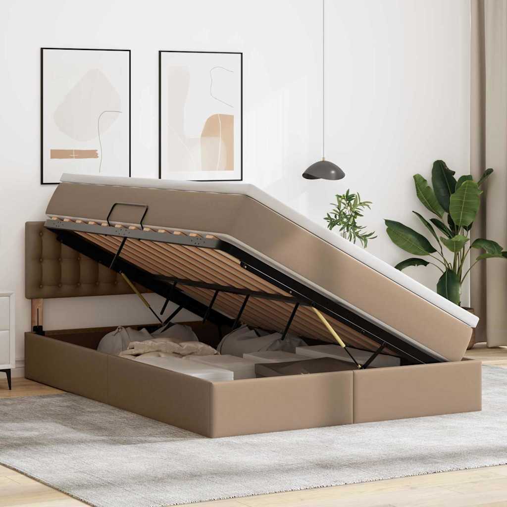 Lit avec rangement et LED avec matelas Cappuccino 140 x 200 cm - XIOS