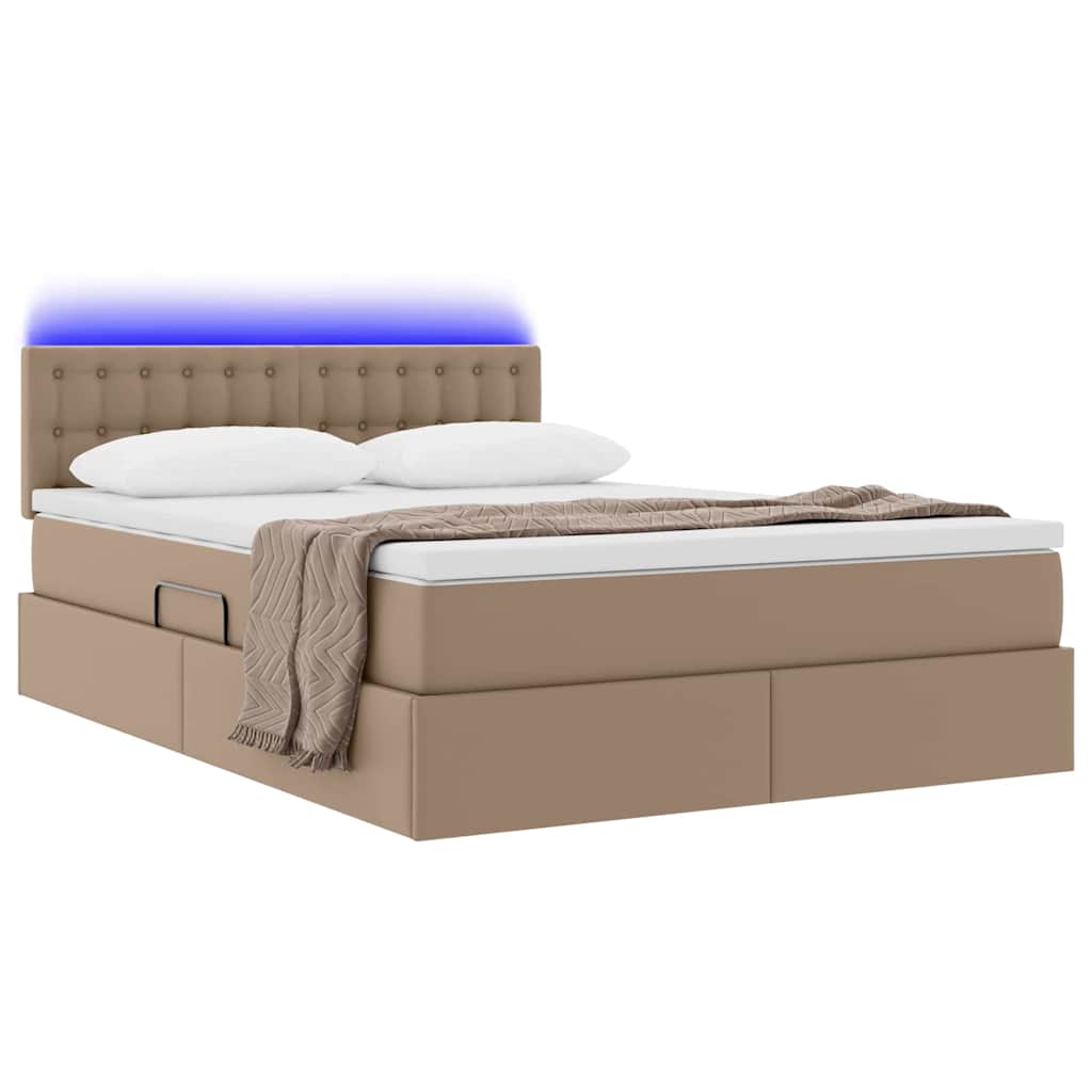 Lit avec rangement et LED avec matelas Cappuccino 140 x 200 cm - XIOS