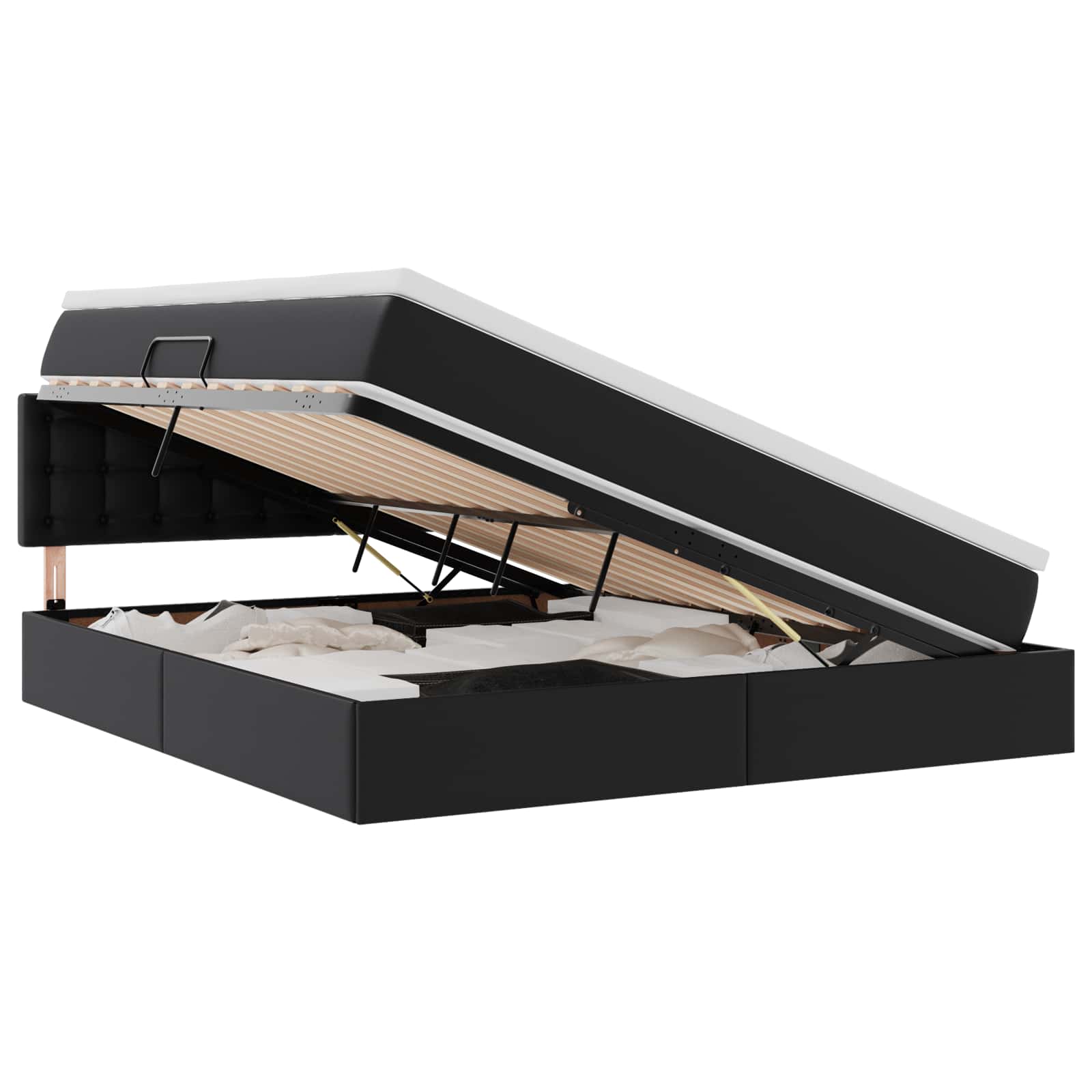 Lit avec rangement et LED Noir 160 x 200 cm Cuir synthétique - XIOS
