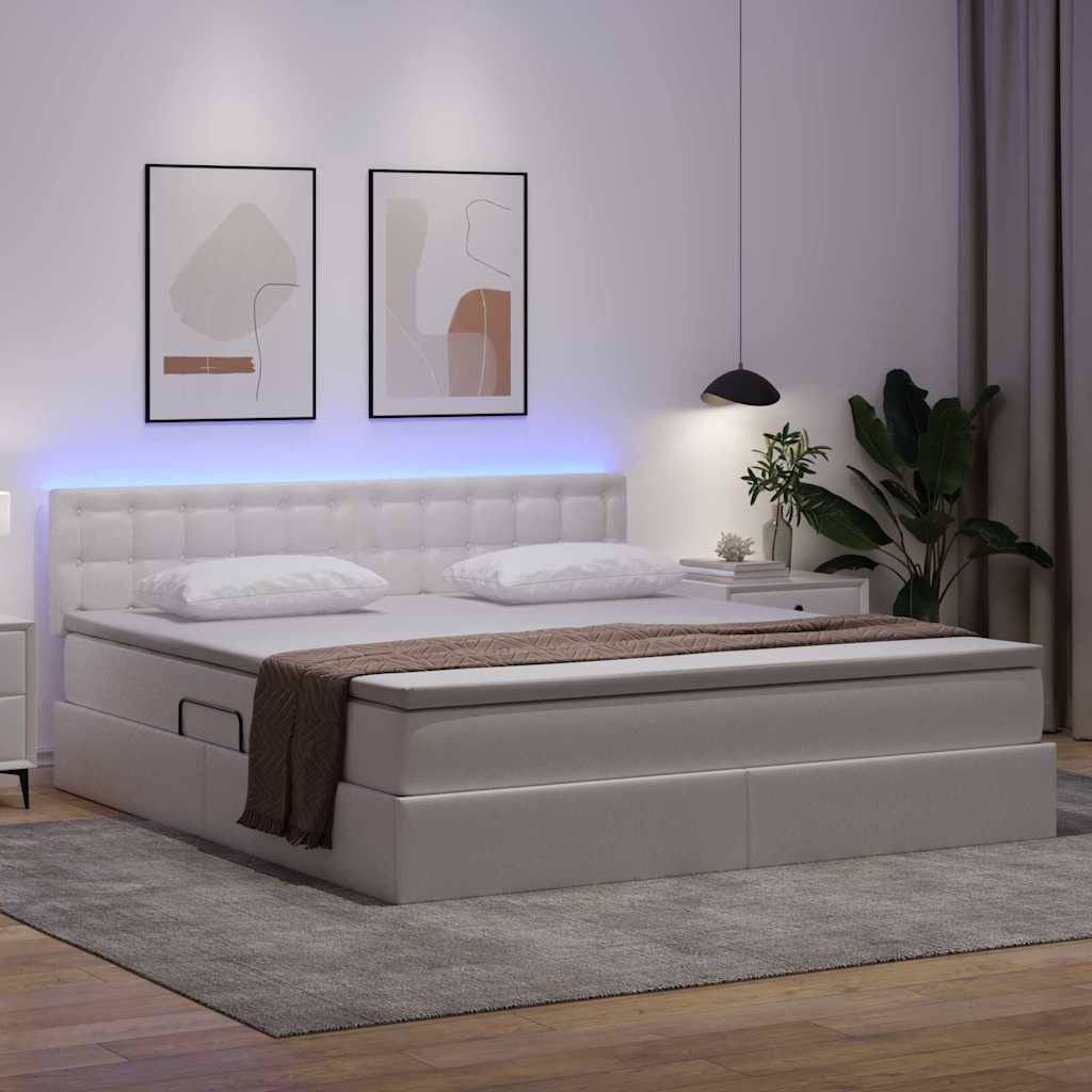 Lit avec rangement et LED avec matelas Blanc pur 180 x 200 cm - XIOS