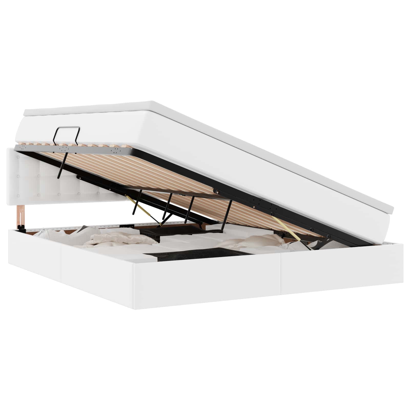 Lit avec rangement et LED avec matelas Blanc pur 180 x 200 cm - XIOS
