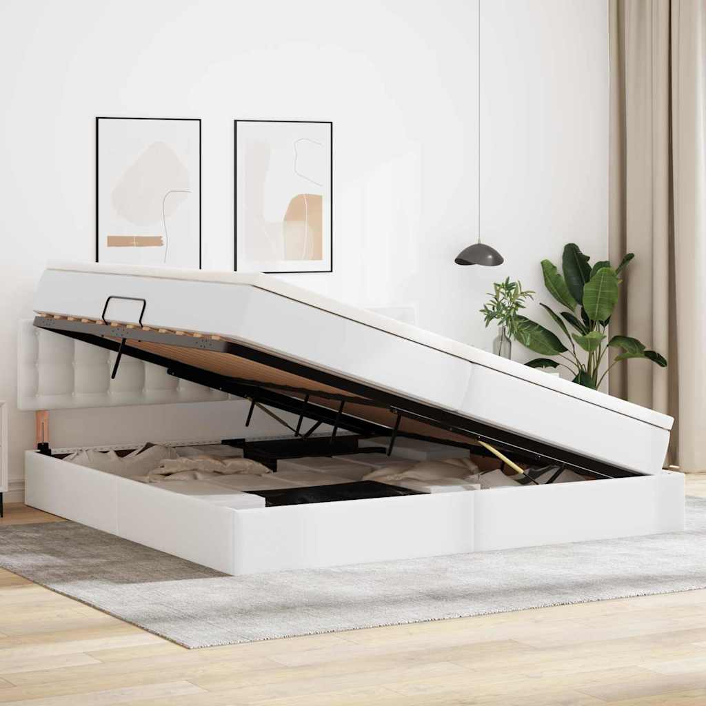 Lit avec rangement et LED avec matelas Gris clair 200 x 200 cm - XIOS