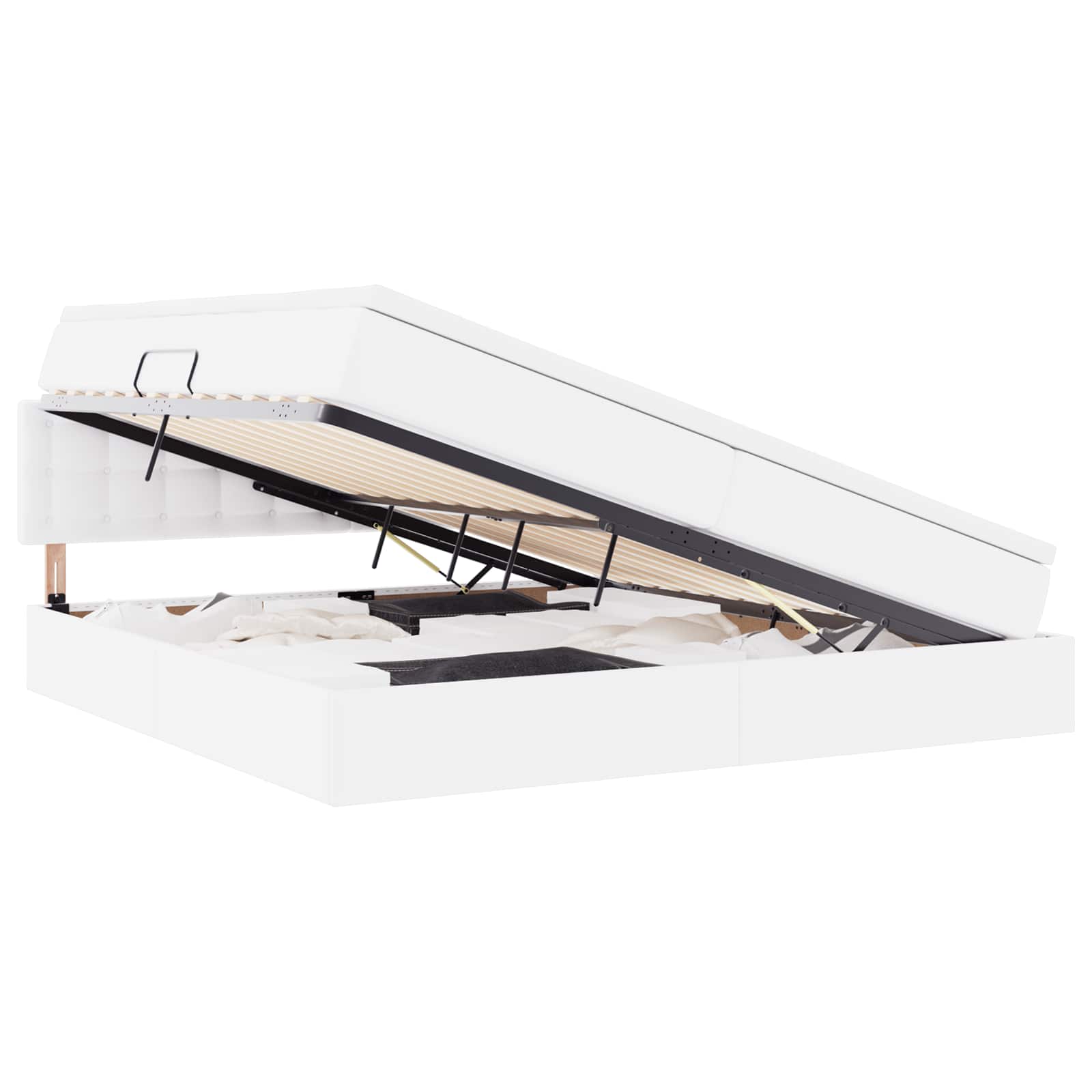 Lit avec rangement et LED avec matelas Gris clair 200 x 200 cm - XIOS
