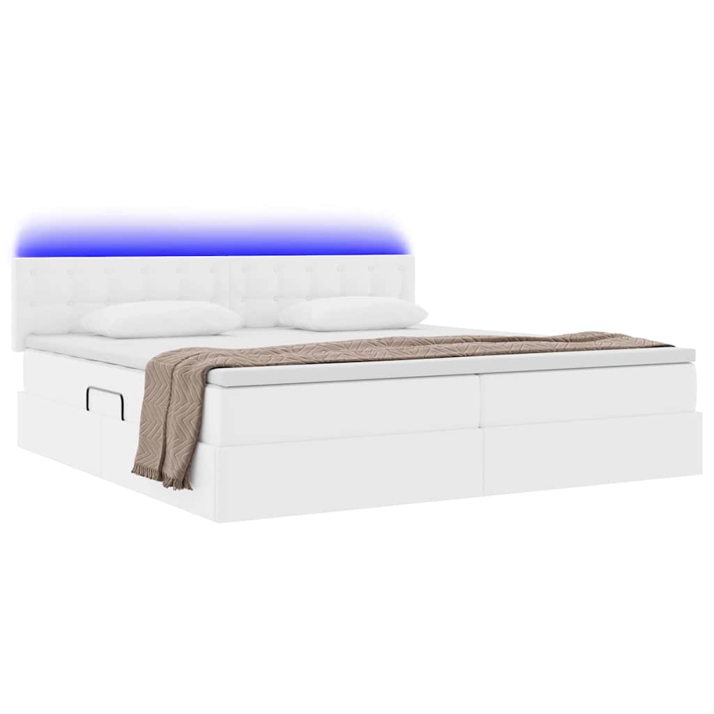 Lit avec rangement et LED avec matelas Gris clair 200 x 200 cm - XIOS