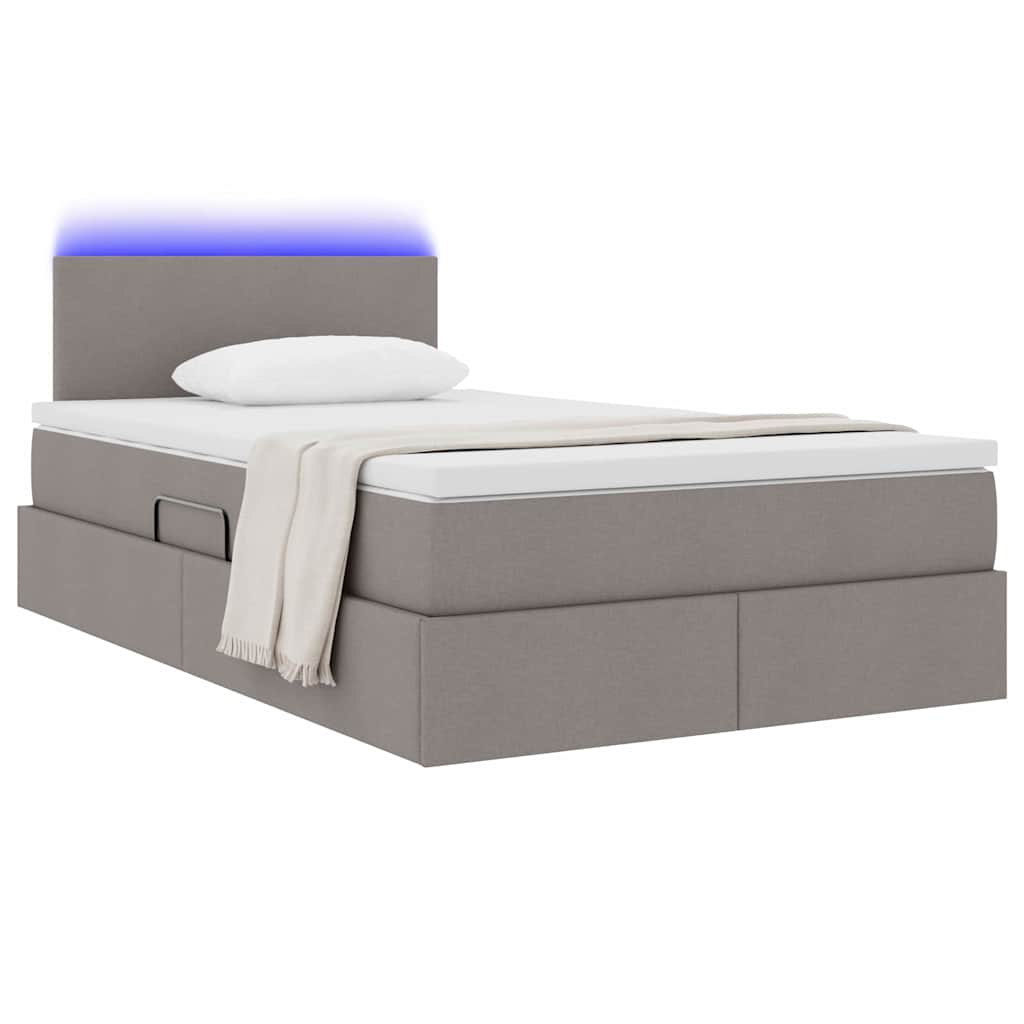 Lit avec rangement et LED Taupe 120 x 190 cm Polyester - XIOS