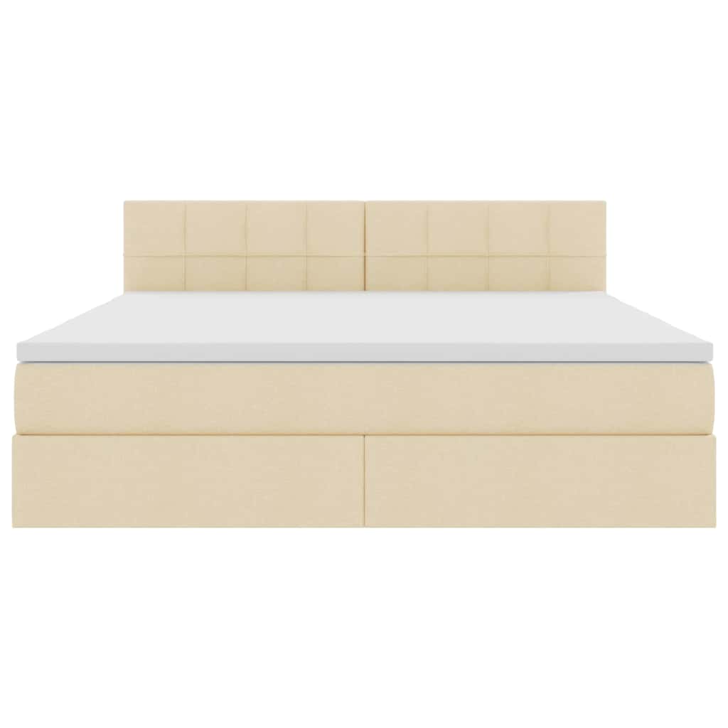 Lit avec rangement et LED avec matelas Crème 180 x 200 cm tissu - XIOS
