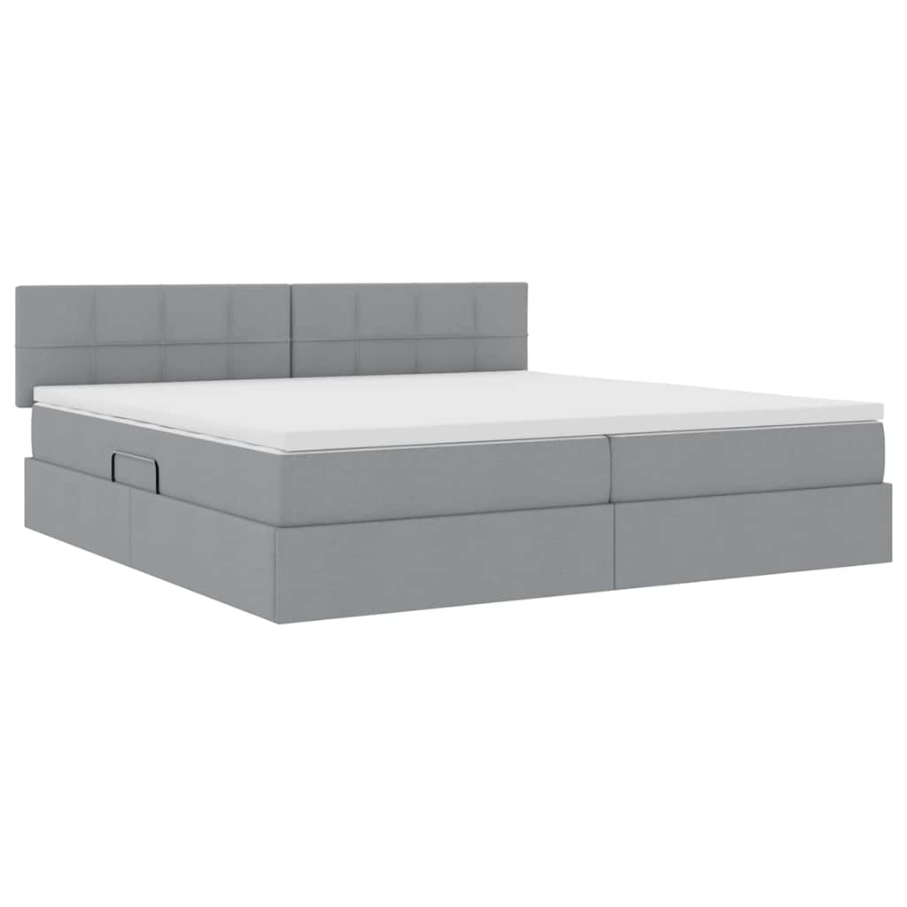 Lit avec rangement et LED Gris clair 200 x 200 cm tissu - XIOS