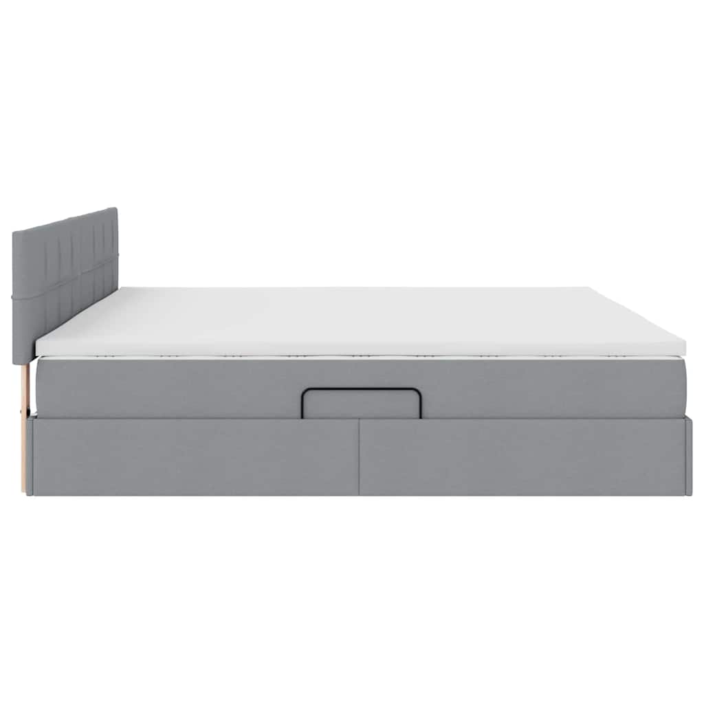 Lit avec rangement et LED Gris clair 200 x 200 cm tissu - XIOS