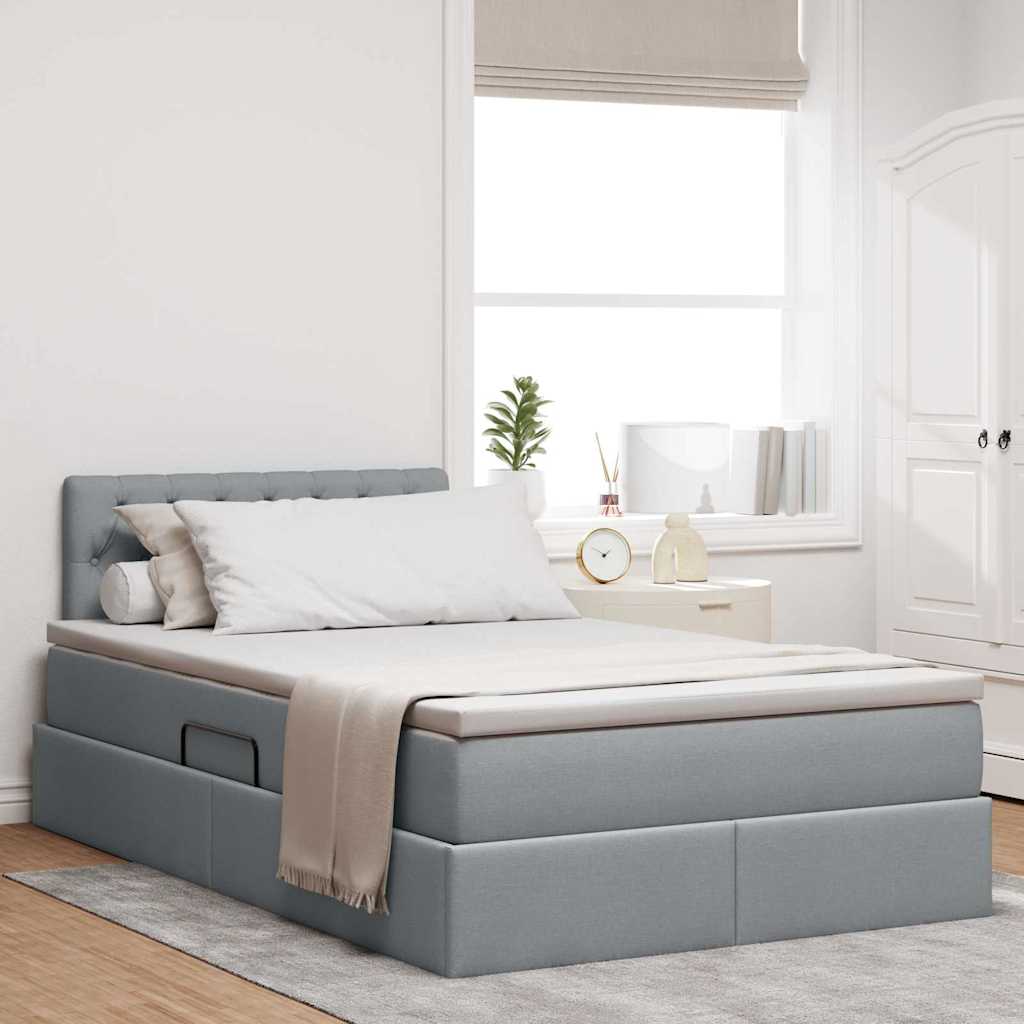 Lit avec rangement et LED Gris clair 120 x 200 cm tissu - XIOS