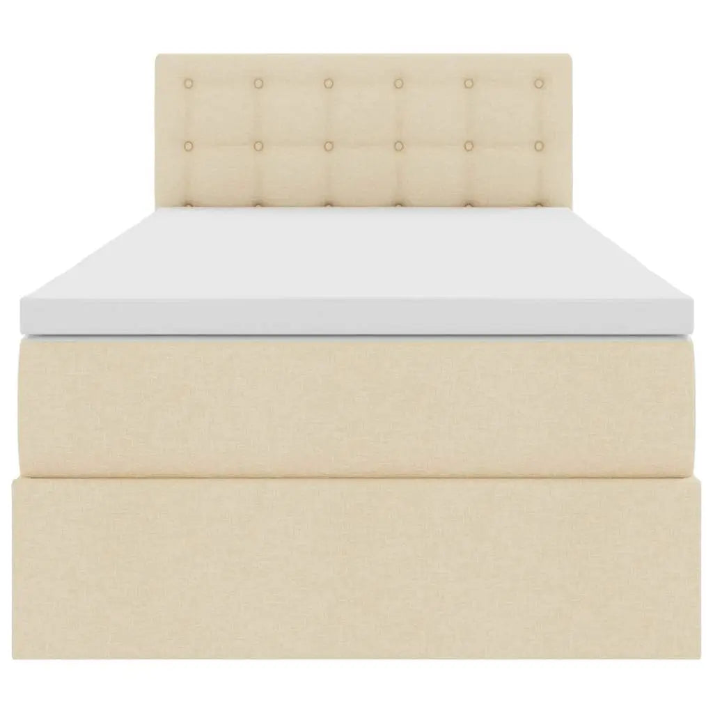 Lit de rangement LED avec matelas Crème 90 x 200 cm Tissu - XIOS