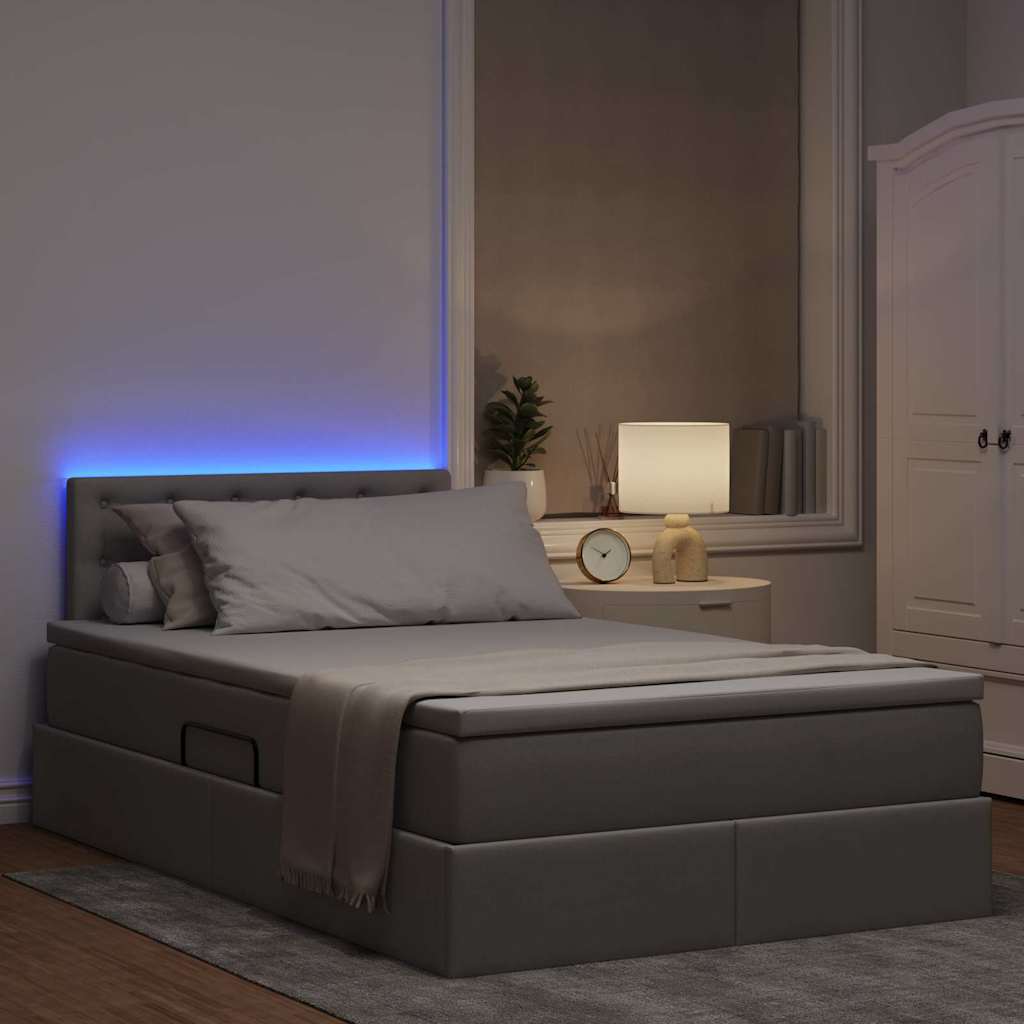 Lit avec rangement et LED Taupe 120 x 190 cm Polyester - XIOS