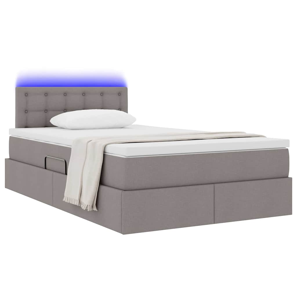 Lit avec rangement et LED Taupe 120 x 190 cm Polyester - XIOS