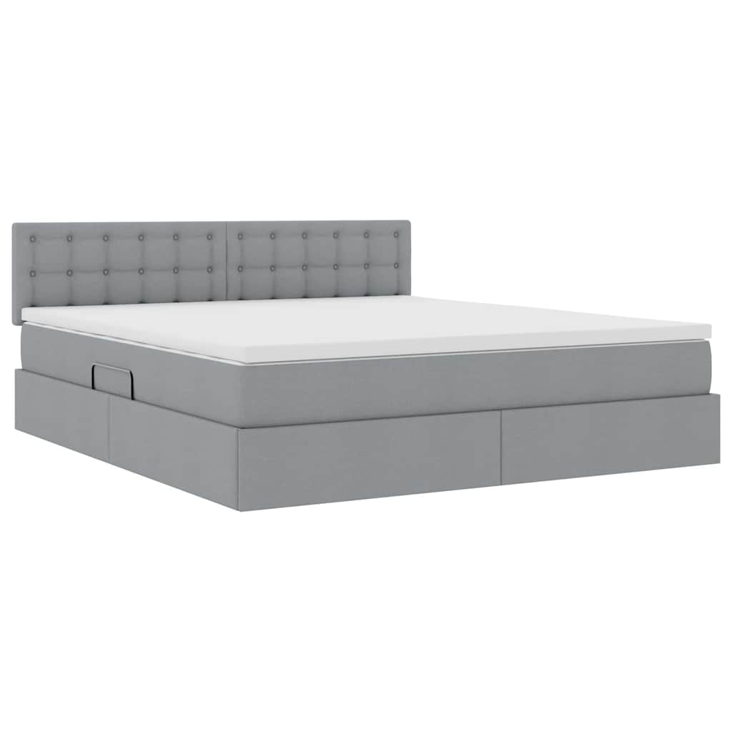 Lit de rangement LED avec matelas Gris clair 160 x 200 cm Tissu