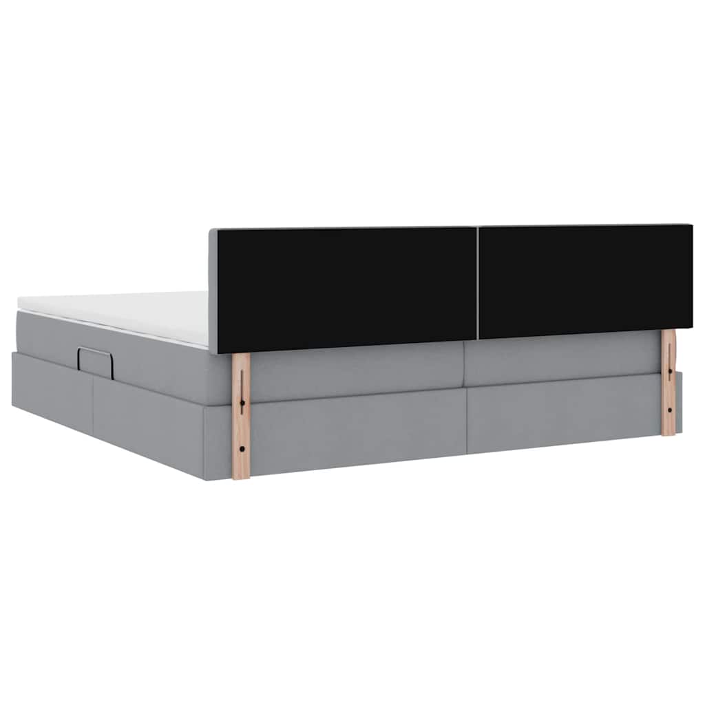 Lit avec des lumières à LED Gris clair 200 x 200 cm tissu - XIOS