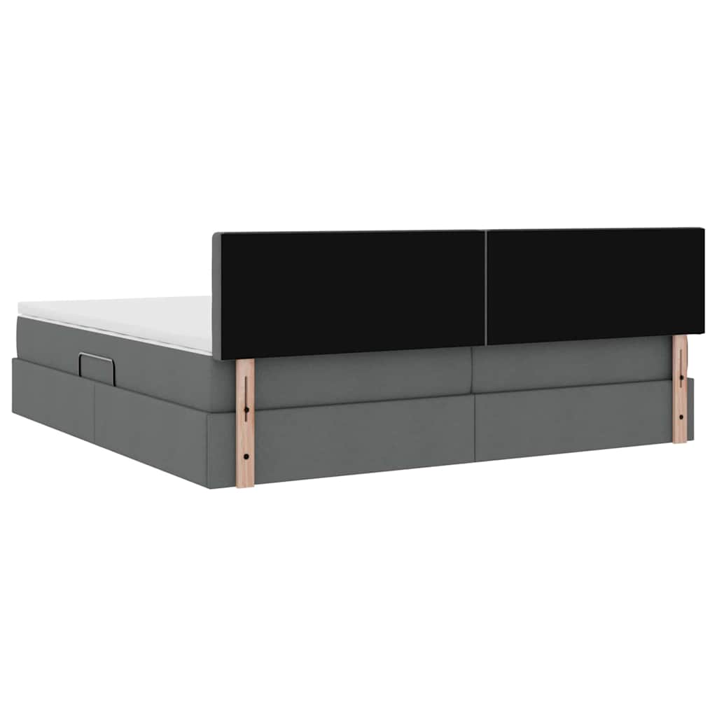 Lit avec des lumières à LED Gris foncé 200 x 200 cm tissu - XIOS